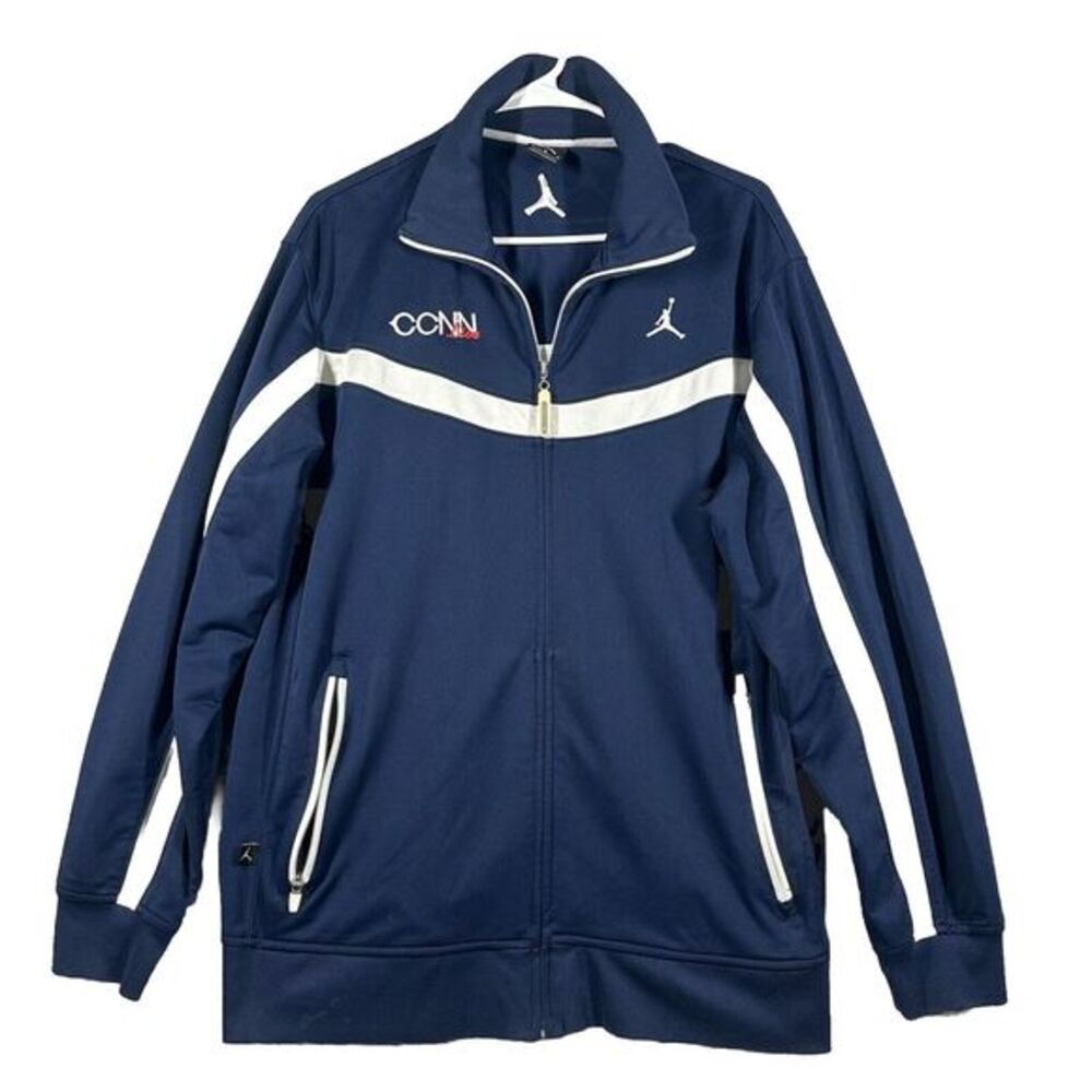 NIKE AIR JORDAN‎ full zip athletic blue white Track Jacket men's L Y2K
